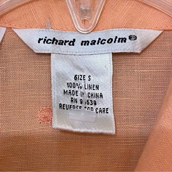 Richard Malcom Irish Linen Button Down Blouse Peach Sz Small - Picture 2 of 9